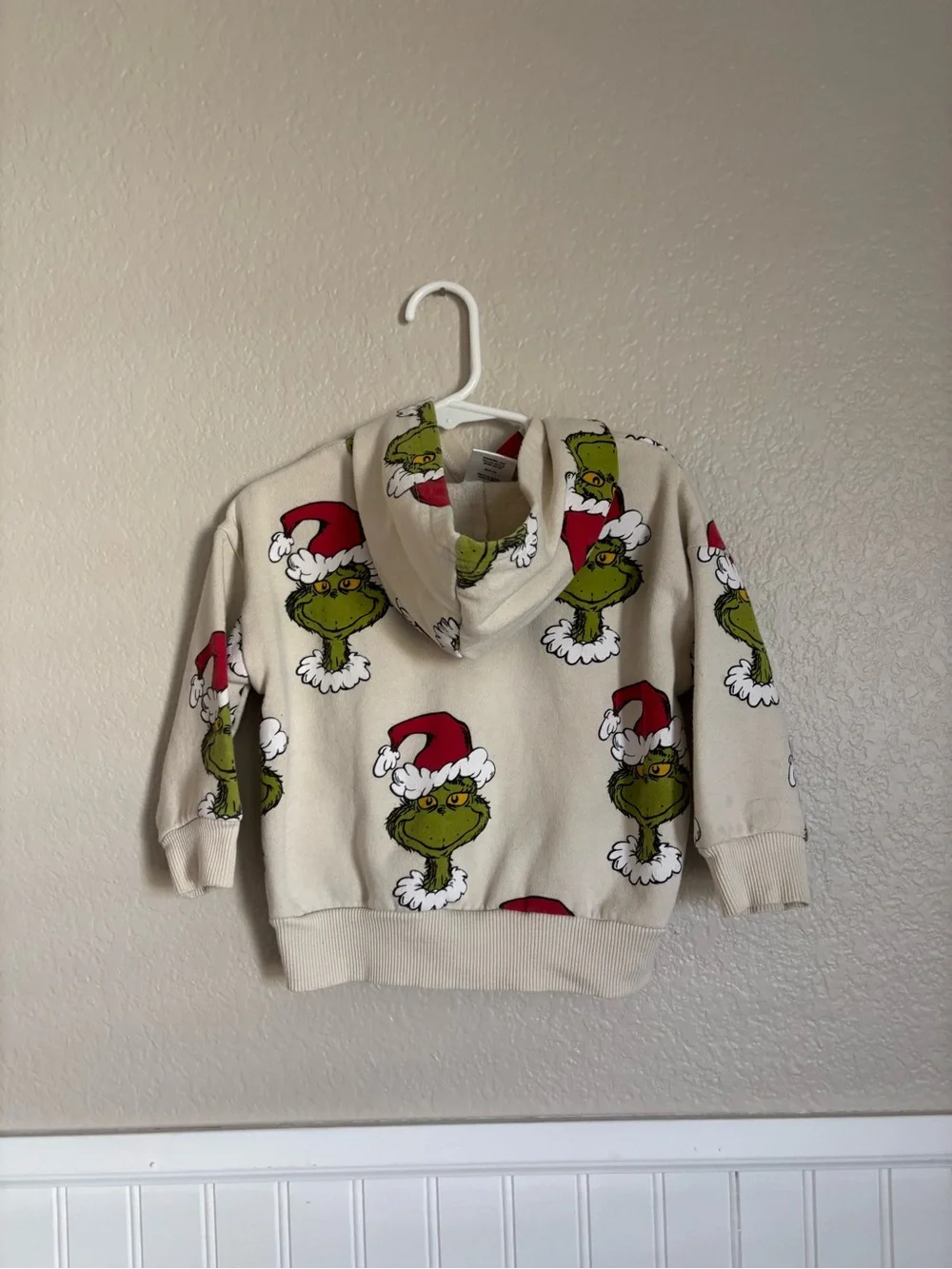 Kids Cream Grinch Crewneck Hoodie - Holiday Graphic Sweatshirt & Sweatpants